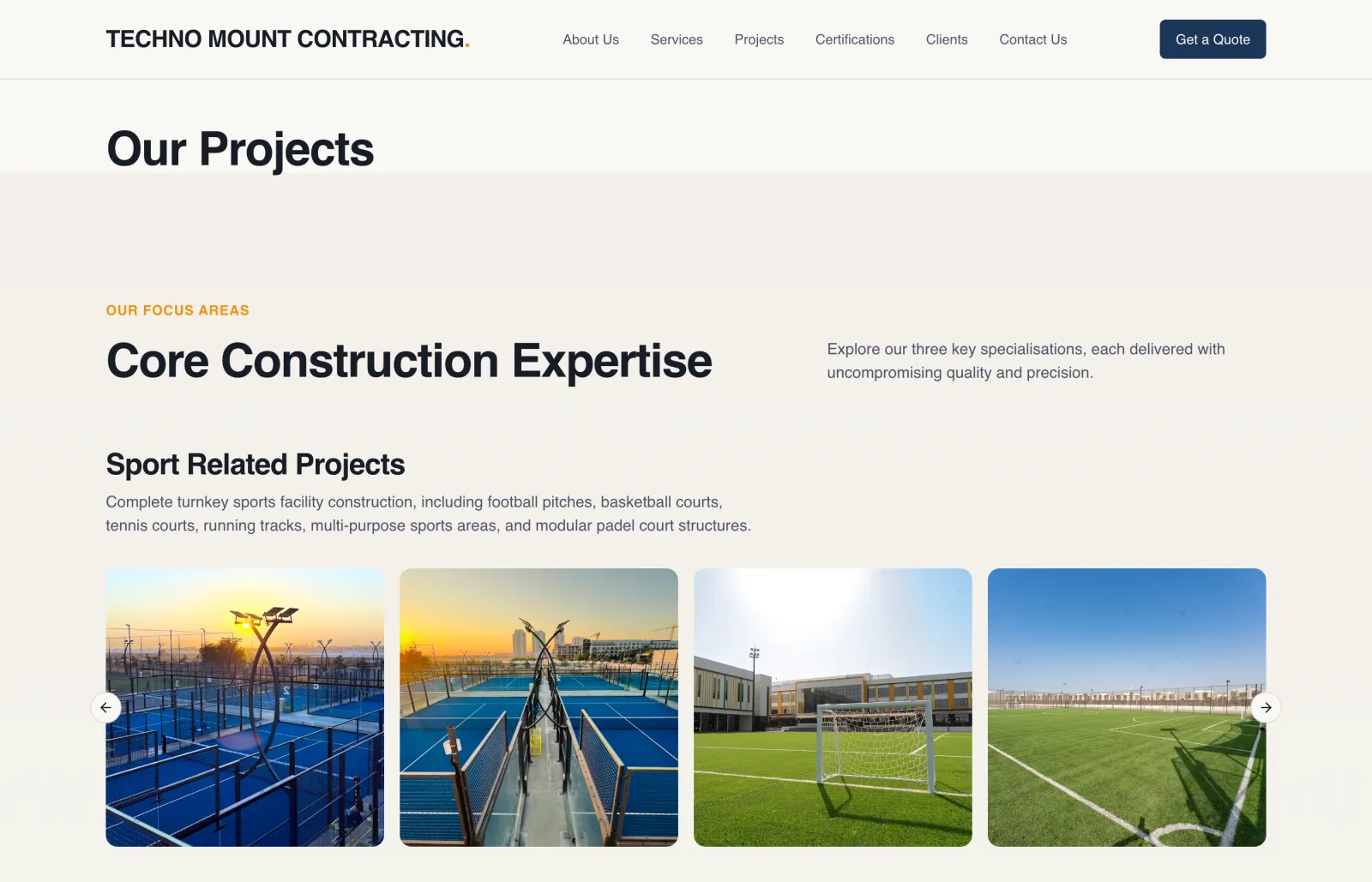 Techno Mount Contracting website, screen 2